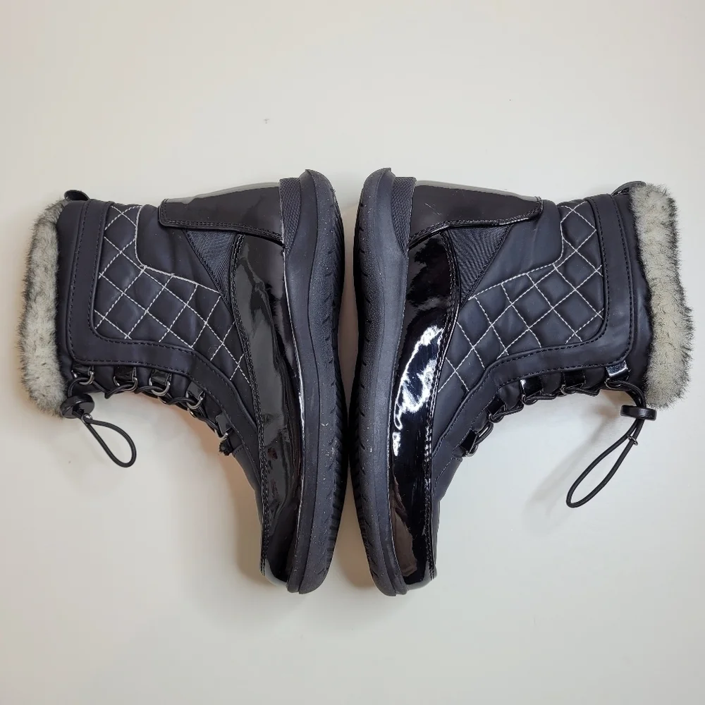SPORTO Black Jenny Water-resistant Faux Fur Trim Boots/Booties Size Women's 5.5